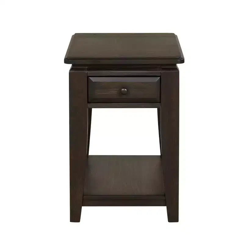 GDFStudio Bao Traditional Wooden Rectangular Chairside Table with Drawer and Open Shelf