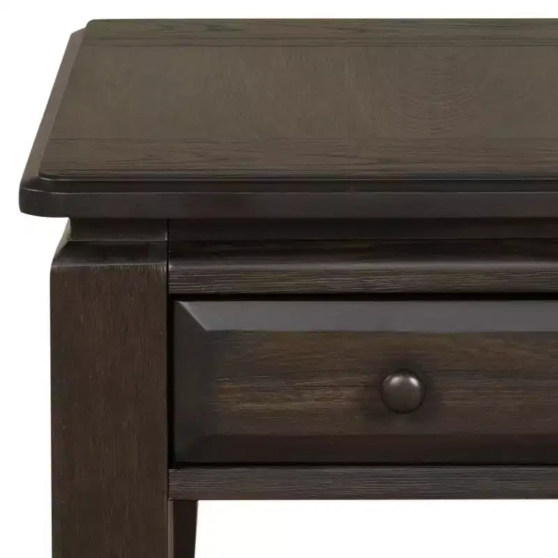 Table d'appoint rectangulaire traditionnelle en bois avec tiroir et étagère ouverte