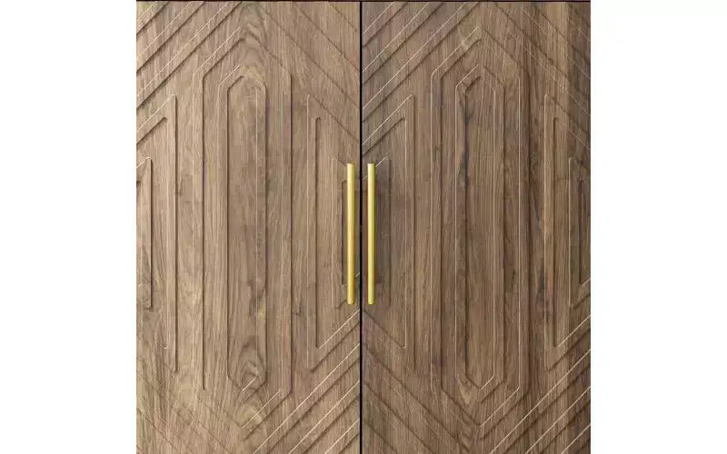 Buffet moderne sculpté à quatre portes avec étagères réglables, Armoire de rangement multifonctionnelle