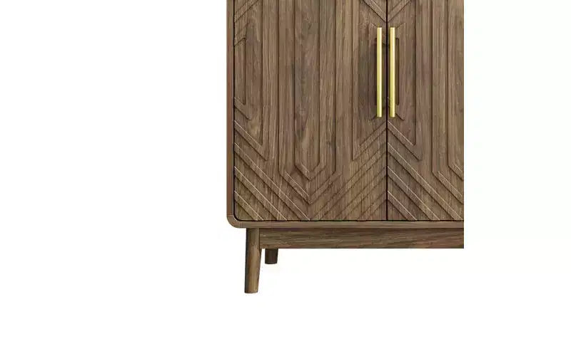 Buffet moderne sculpté à quatre portes avec étagères réglables, Armoire de rangement multifonctionnelle