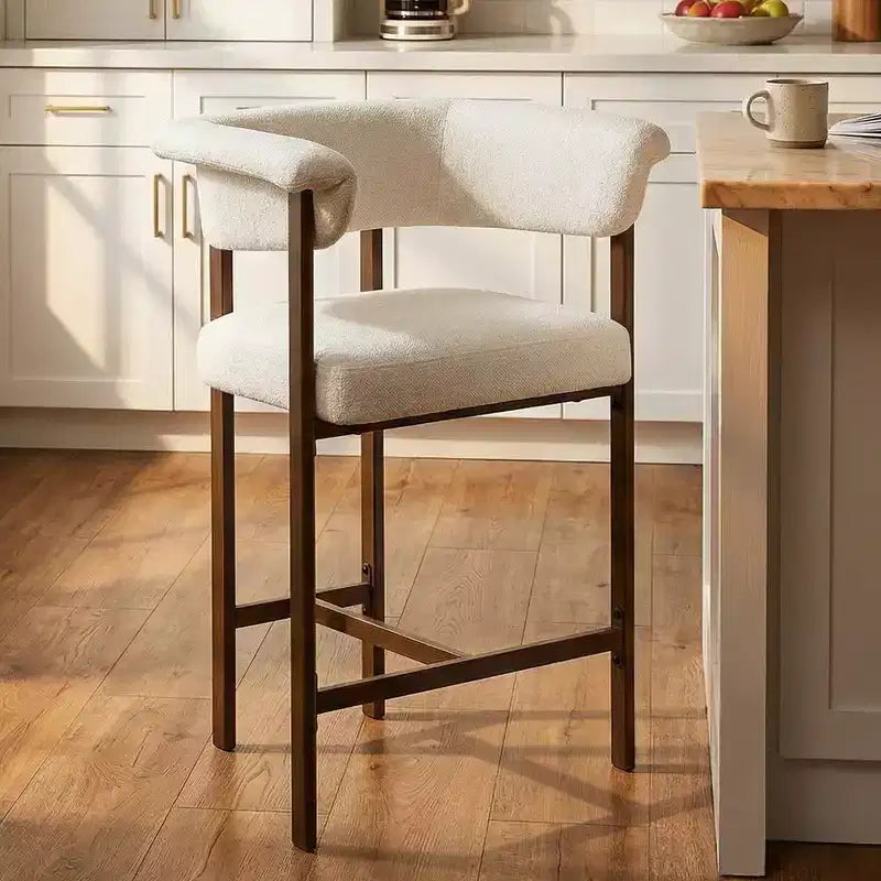KERDOM Wooden Dining Chairs Set of 1, Modern Fabric Upholstered Dining Room Chair , Armless Wide Seat Cushion, Farmhouse Dinner Chair ,Beige