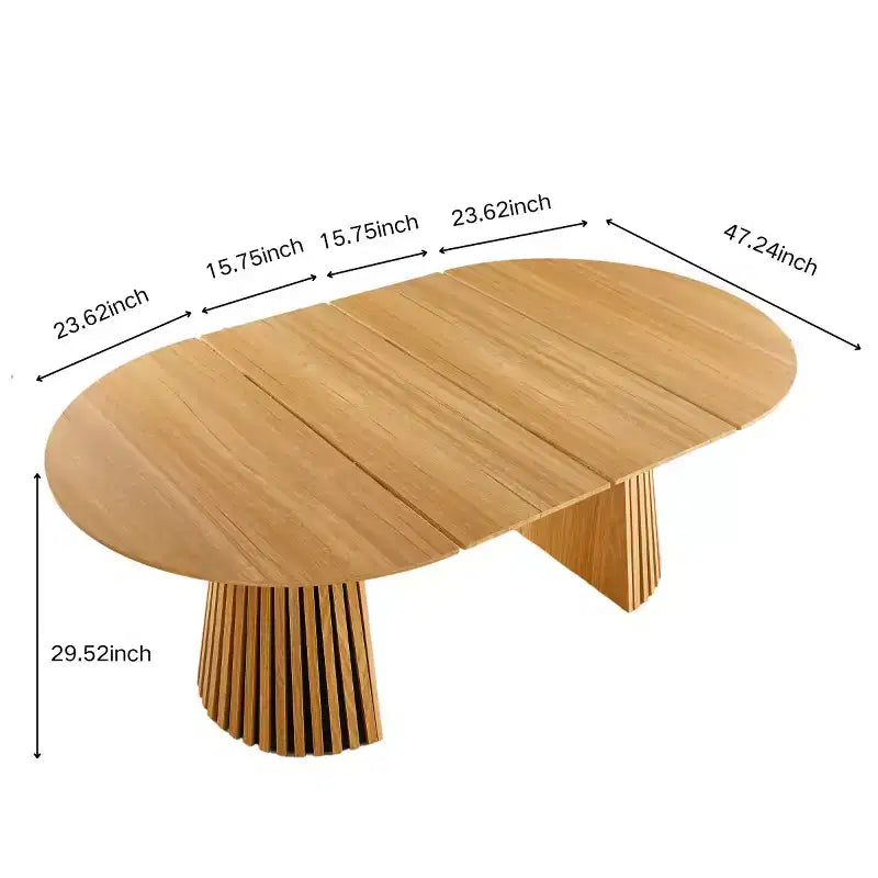 Table à manger moderne extensible 3 positions, table sur pied ronde de 117 cm convertible