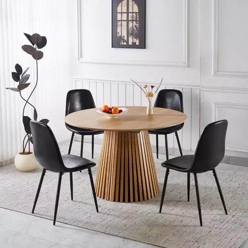 Table à manger moderne extensible 3 positions, table sur pied ronde de 117 cm convertible