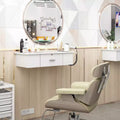 Sandinrayli Wall Mount Styling Barber Station with Locked Storage Drawer,White