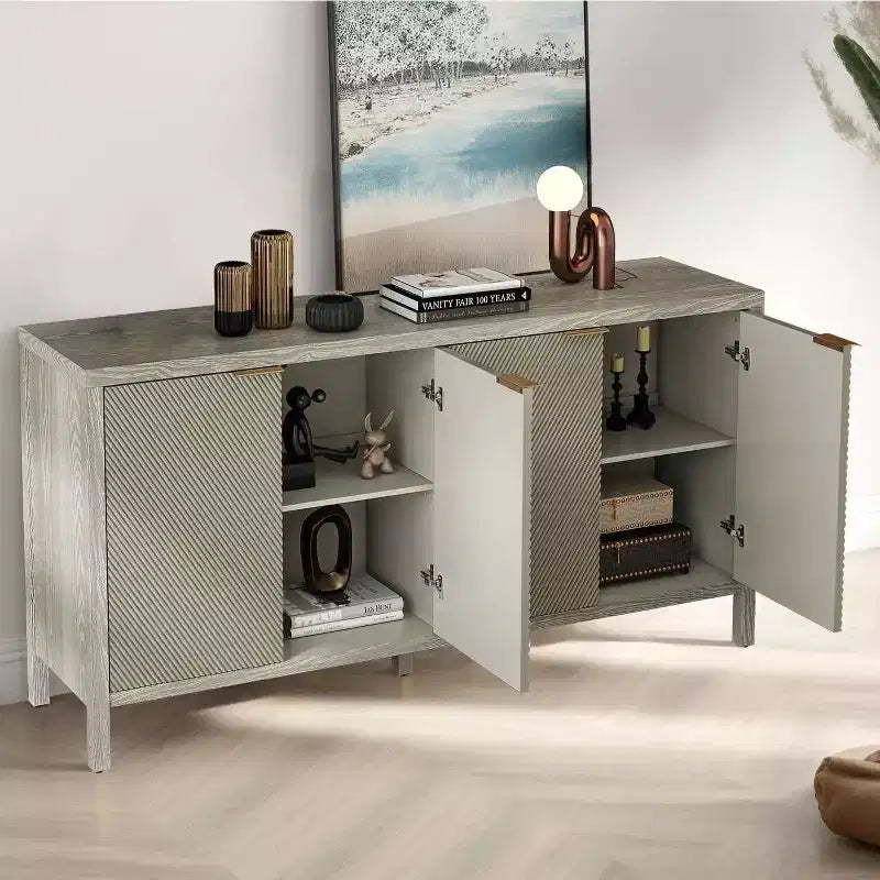 Meuble de rangement avec buffet moderne en bois à 4 portes