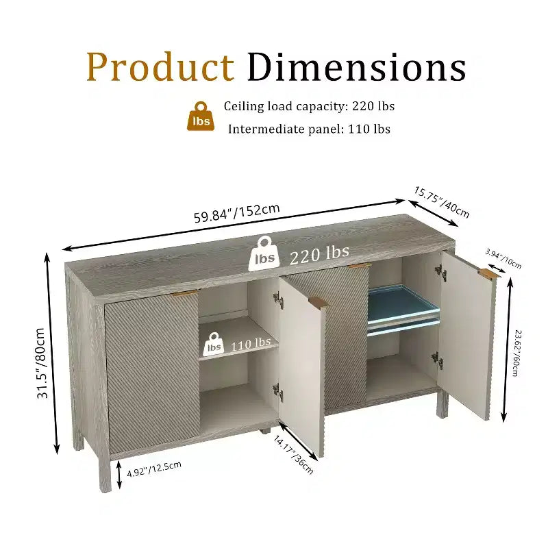 Meuble de rangement avec buffet moderne en bois à 4 portes