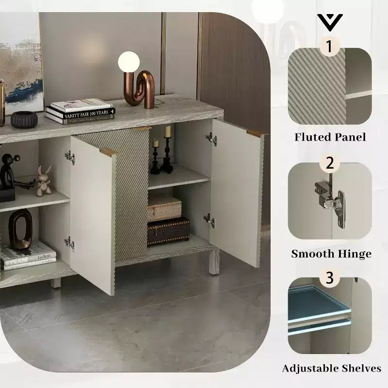 Meuble de rangement avec buffet moderne en bois à 4 portes