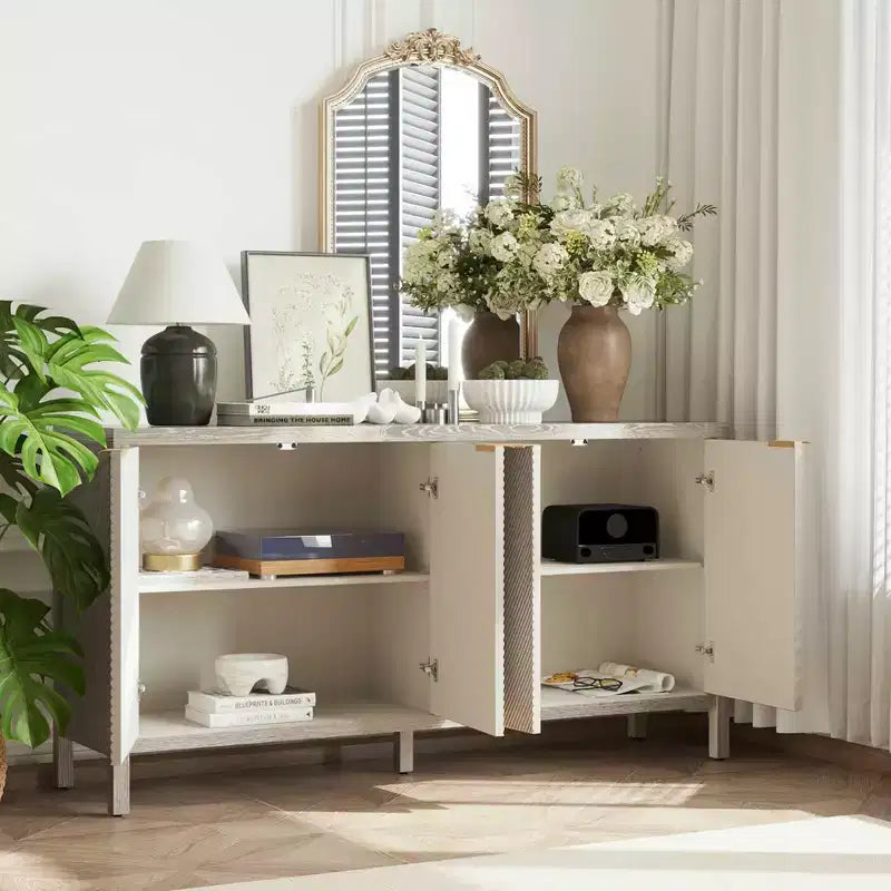 Meuble de rangement avec buffet moderne en bois à 4 portes