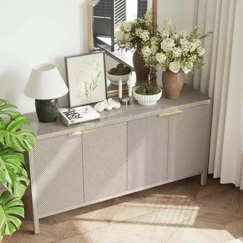 Meuble de rangement avec buffet moderne en bois à 4 portes