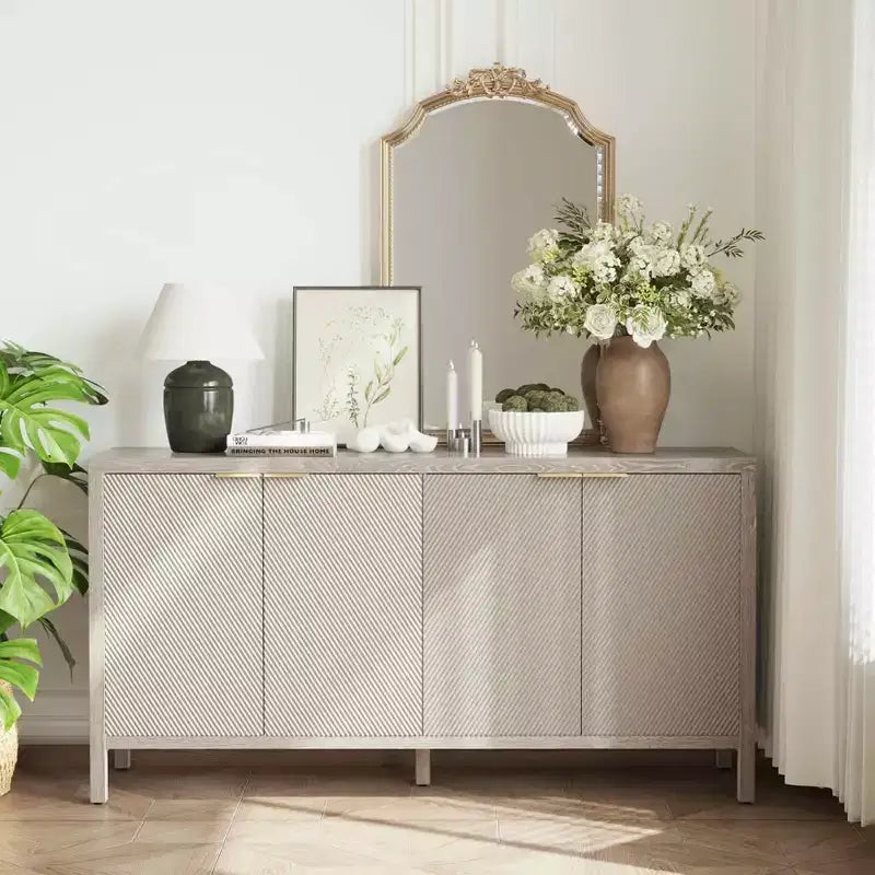 Meuble de rangement avec buffet moderne en bois à 4 portes