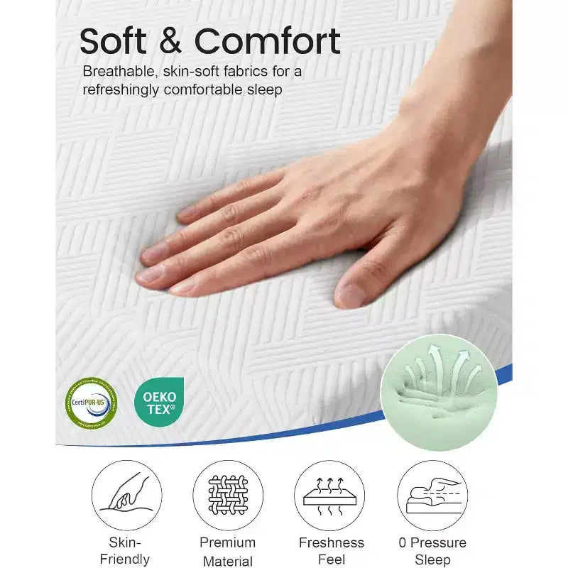 Matelas à fermeté moyenne, matelas en mousse à mémoire de forme avec gel rafraîchissant
