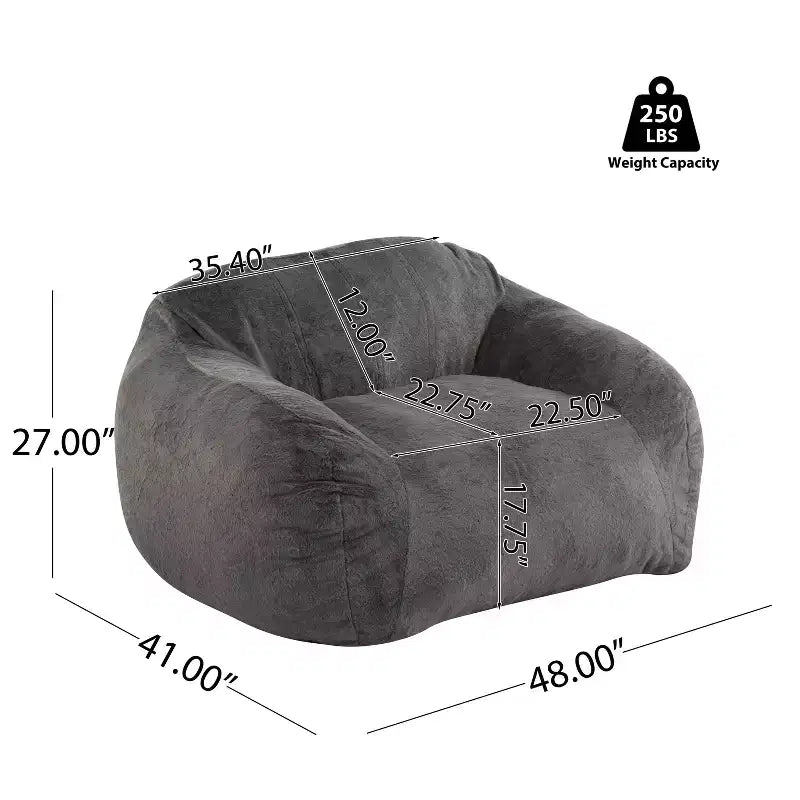 Fauteuil poire d'intérieur en fausse fourrure grise