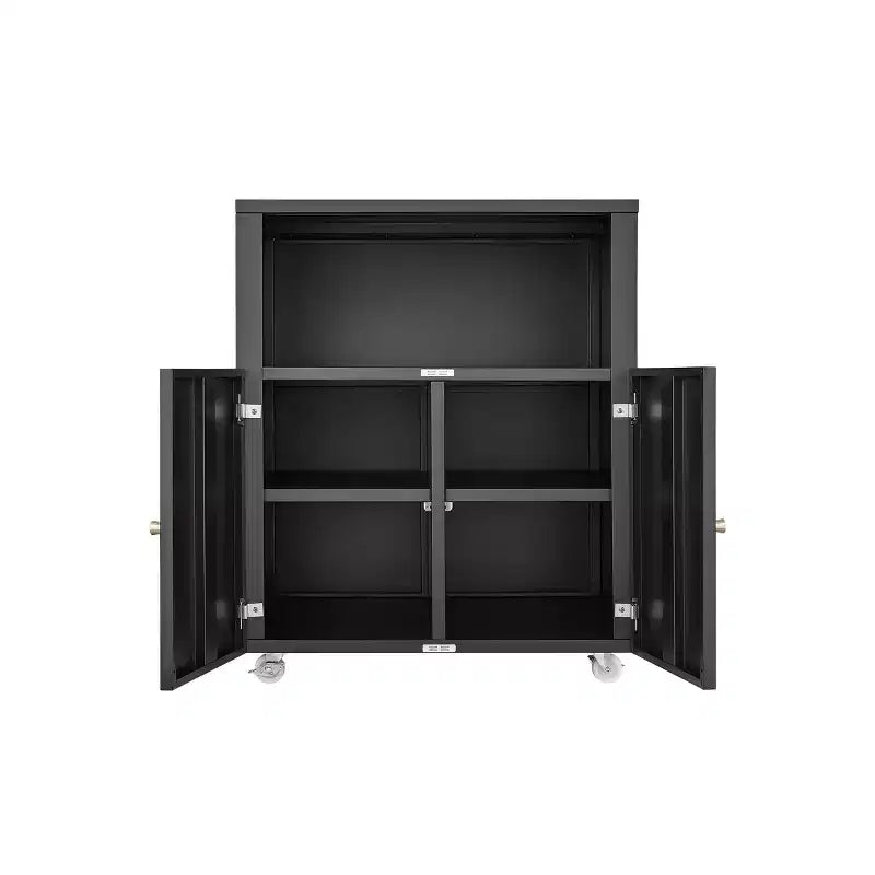 Meuble Classeur Mobile en Métal Noir avec 2 Portes Verrouillables pour Imprimante