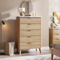Commode moderne de 120 cm de haut à 5 tiroirs cannelés pour chambre à coucher