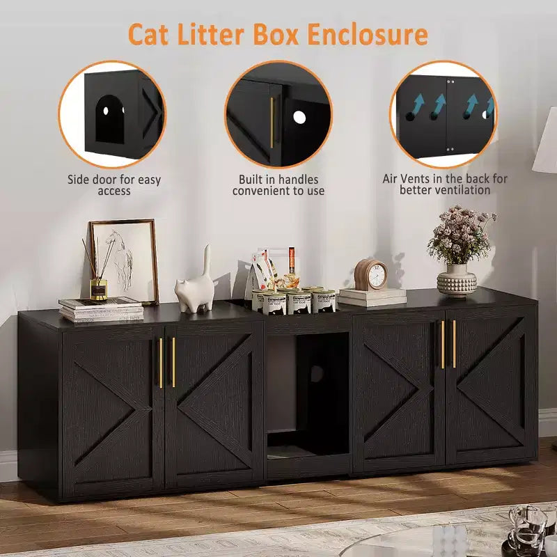 Meuble cache-litière pour grand chat, Meuble de litière double, Meuble pour litière de chat