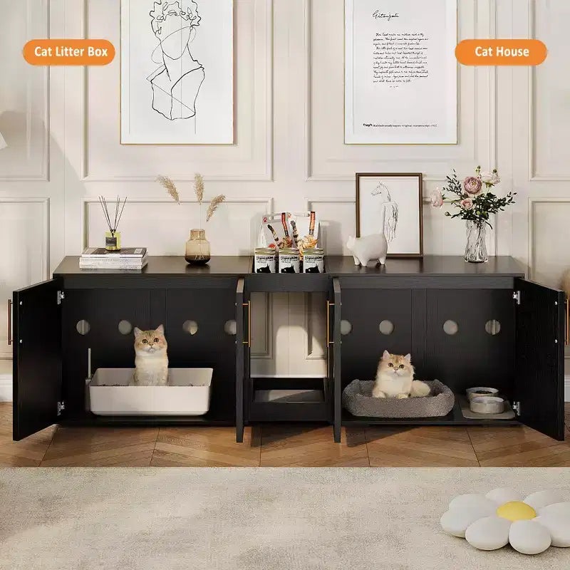 Meuble cache-litière pour grand chat, Meuble de litière double, Meuble pour litière de chat