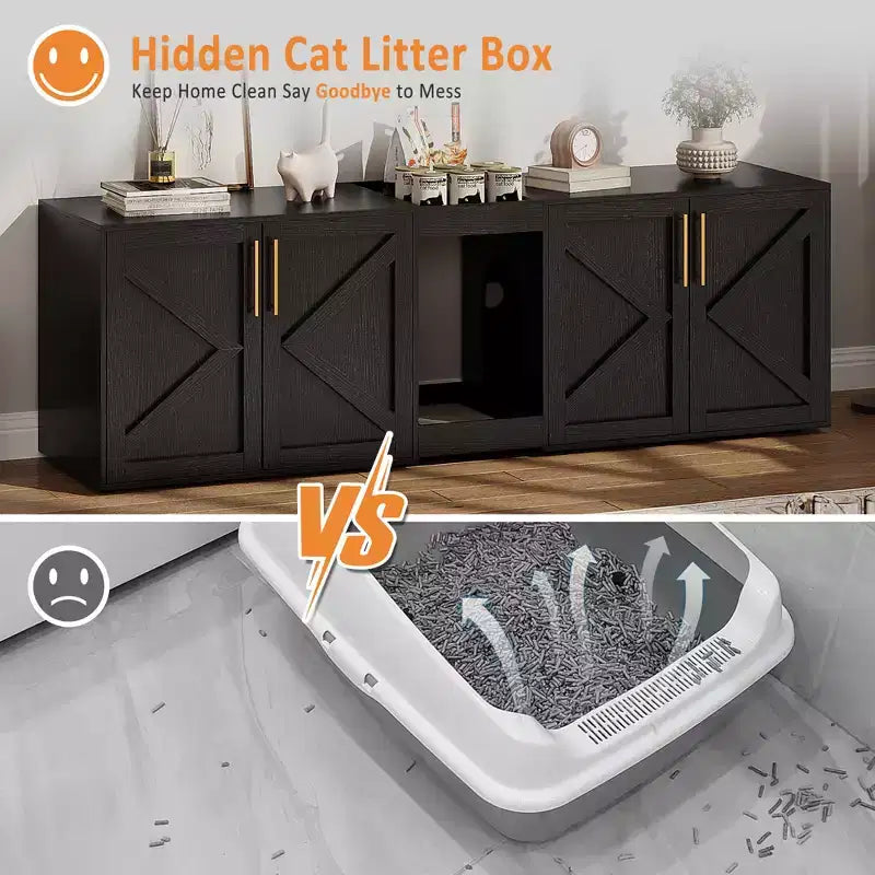 Meuble cache-litière pour grand chat, Meuble de litière double, Meuble pour litière de chat