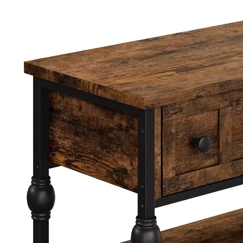 Consoles d'entrée avec 3 tiroirs, table de canapé à cadre métallique industriel à 3 niveaux