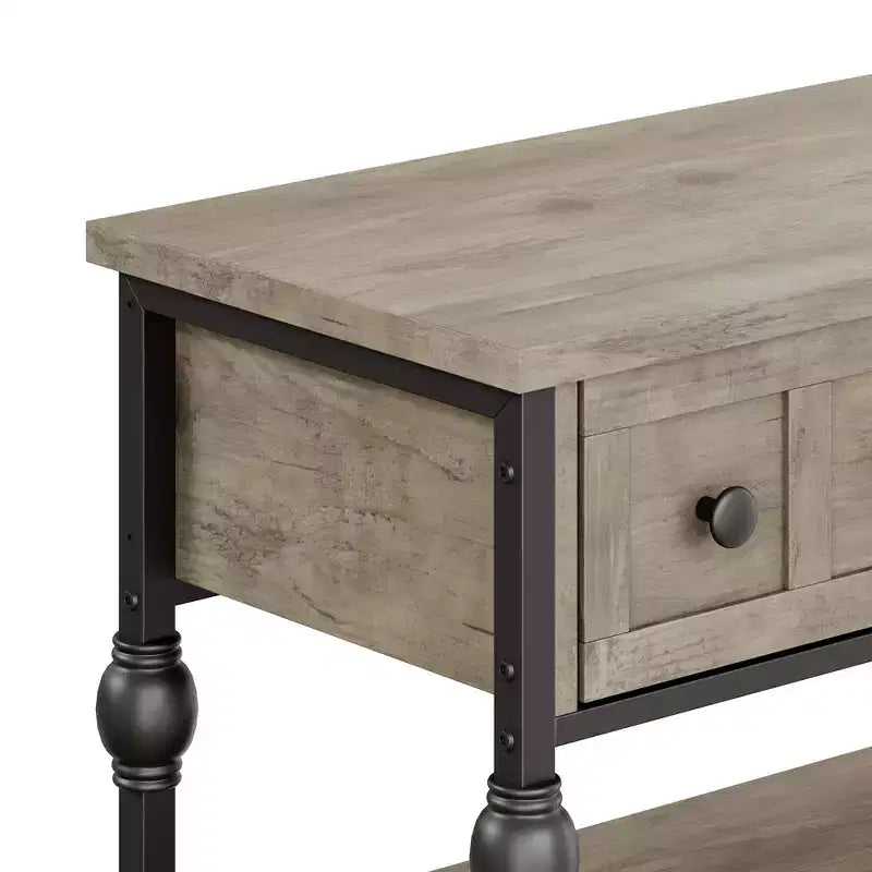 Consoles d'entrée avec 3 tiroirs, table de canapé à cadre métallique industriel à 3 niveaux
