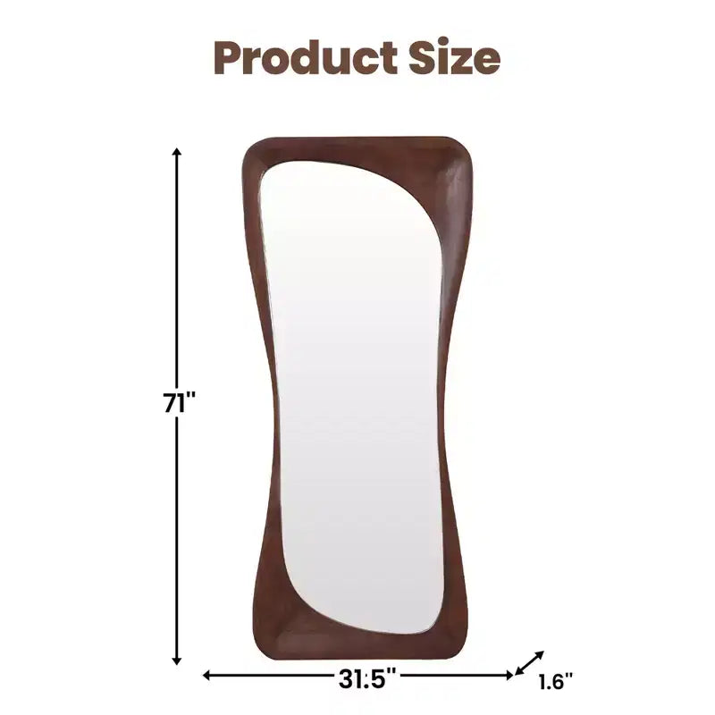 Miroir asymétrique pleine longueur, miroir décoratif à poser, miroir de salle de bain moderne