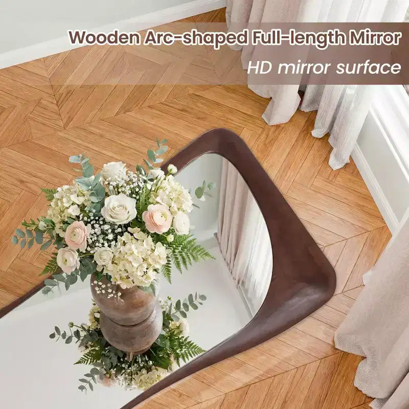 Miroir asymétrique pleine longueur, miroir décoratif à poser, miroir de salle de bain moderne
