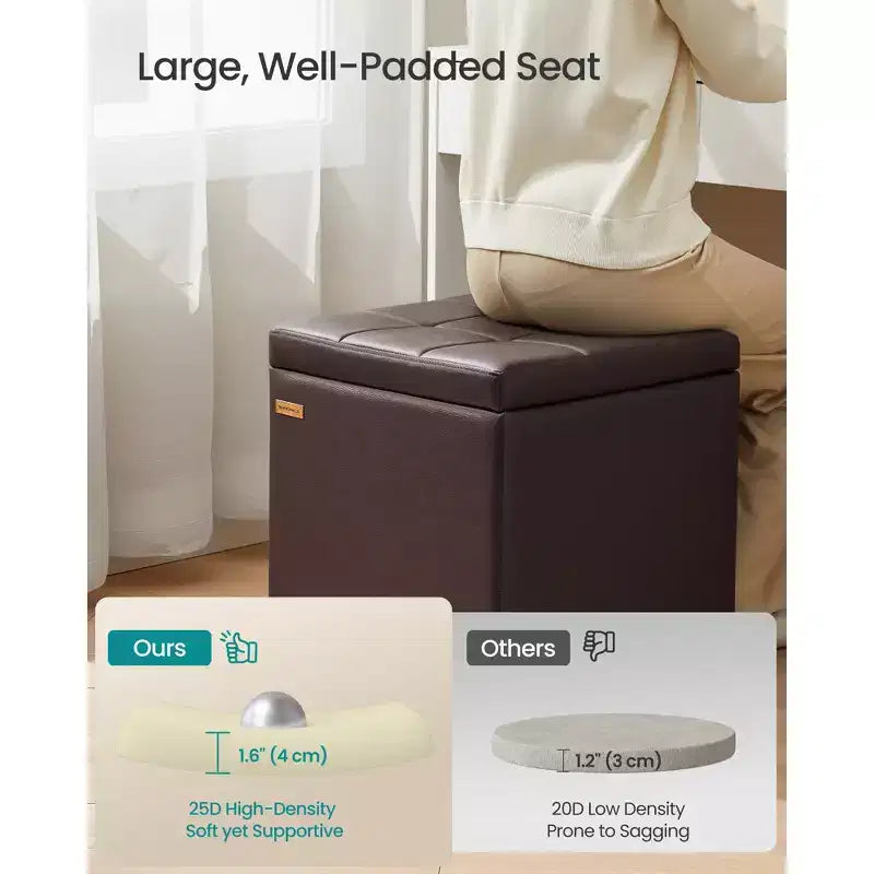 Ottoman de rangement carré, Repose-pieds avec pieds, Cube ottoman