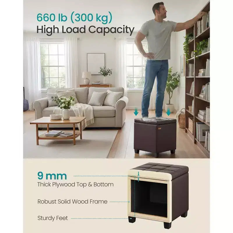 Ottoman de rangement carré, Repose-pieds avec pieds, Cube ottoman