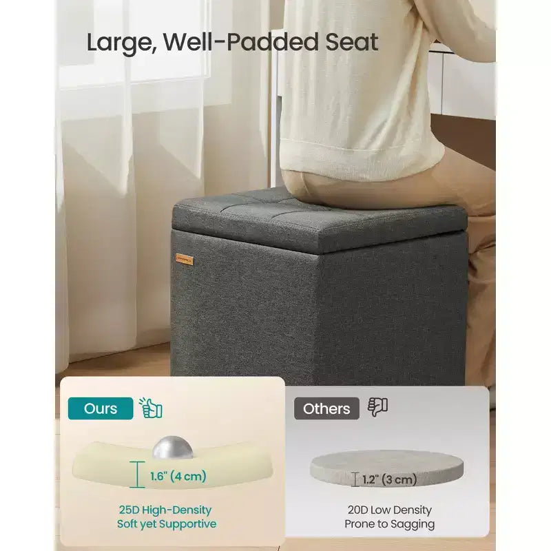 Ottoman de rangement carré, Repose-pieds avec pieds, Cube ottoman