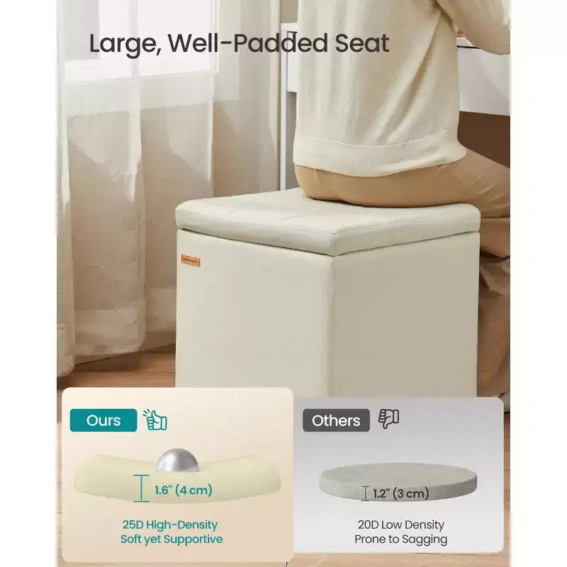 Ottoman de rangement carré, Repose-pieds avec pieds, Cube ottoman