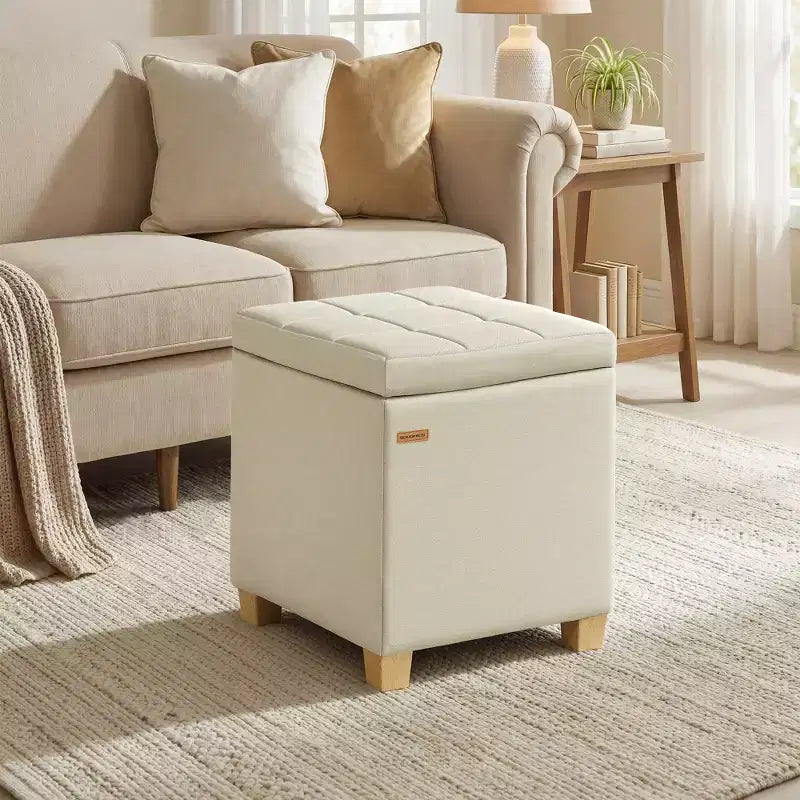 Ottoman de rangement carré, Repose-pieds avec pieds, Cube ottoman