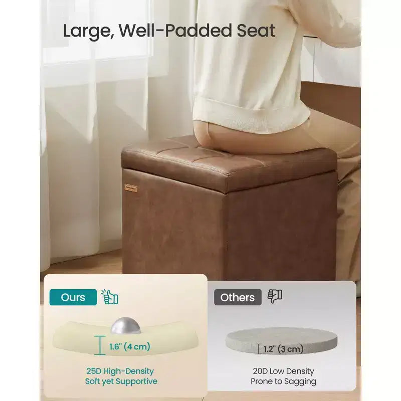 Ottoman de rangement carré, Repose-pieds avec pieds, Cube ottoman