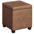 SONGMICS Square Storage Ottoman, Foot Stool Footrest with Legs, Ottoman Cube, 16.9 x 16.9 x 18.1 Inches