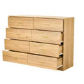 Commode Moderne Naturelle à 8 Tiroirs pour Chambre à Coucher avec Grand Espace de Rangement, Commode Large, Robuste et Sûre