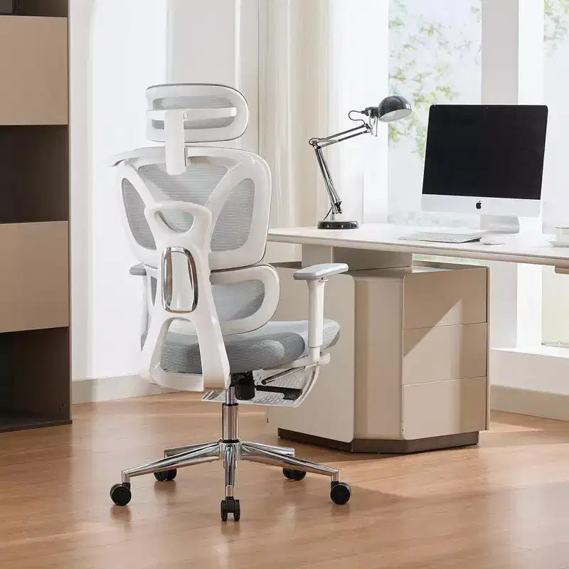 Fauteuil de bureau ergonomique, chaise de bureau pour ordinateur confortable avec appuie-tête rembourré réglable