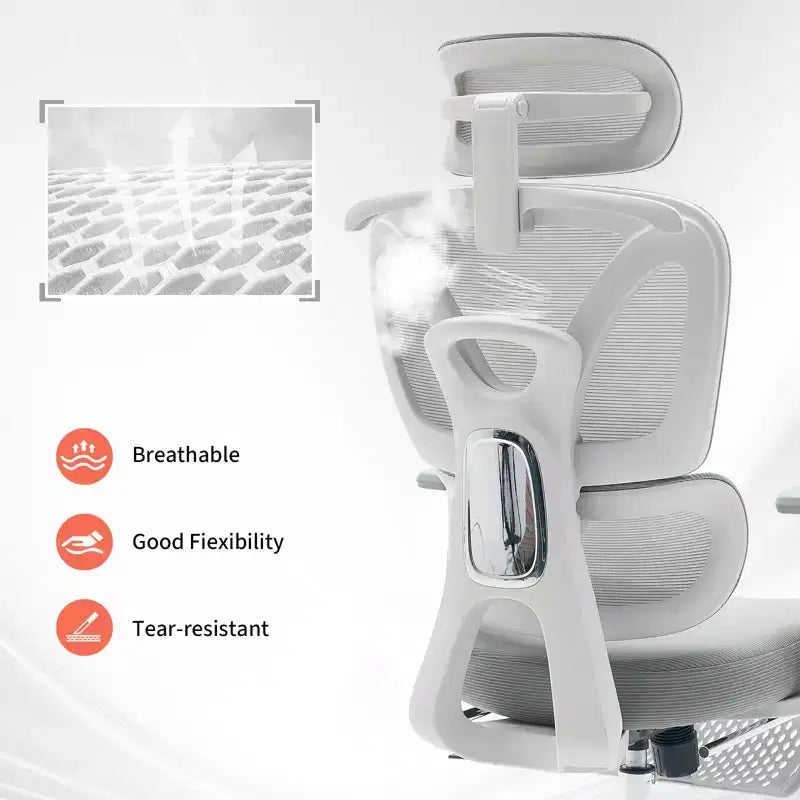 Fauteuil de bureau ergonomique, chaise de bureau pour ordinateur confortable avec appuie-tête rembourré réglable