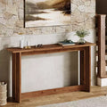 Longue console en bois massif, Table d'entrée de style ferme, Table basse derrière le canapé