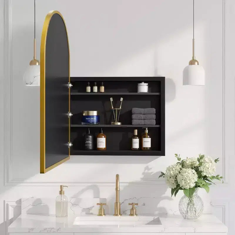 Armoire à pharmacie à miroir arqué Armoire de toilette à miroir encastré
