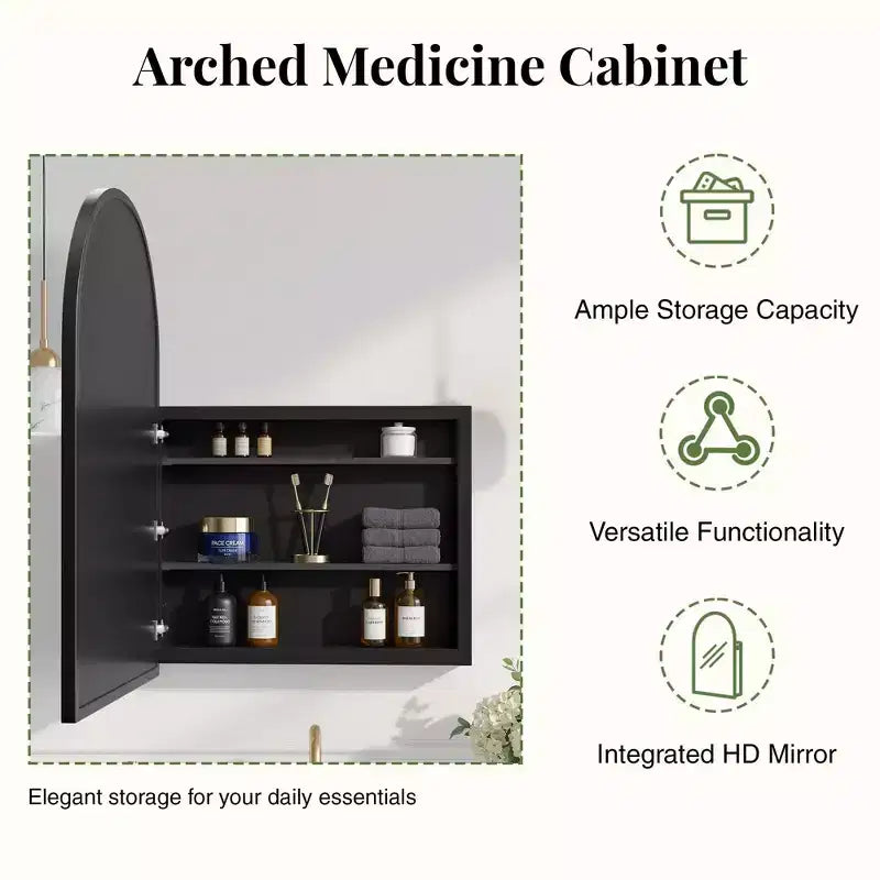 Armoire à pharmacie à miroir arqué Armoire de toilette à miroir encastré
