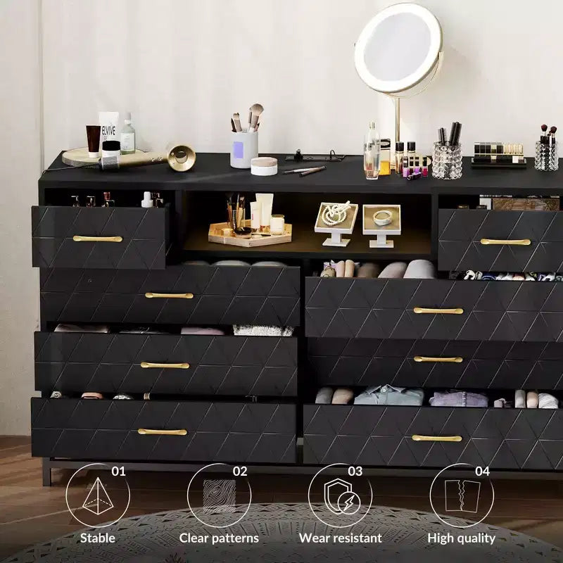 Commode en bois avec TV et lumières LED