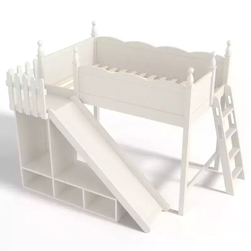 Lit mezzanine avec étagères de rangement et armoire, cadre de lit mezzanine en bois massif