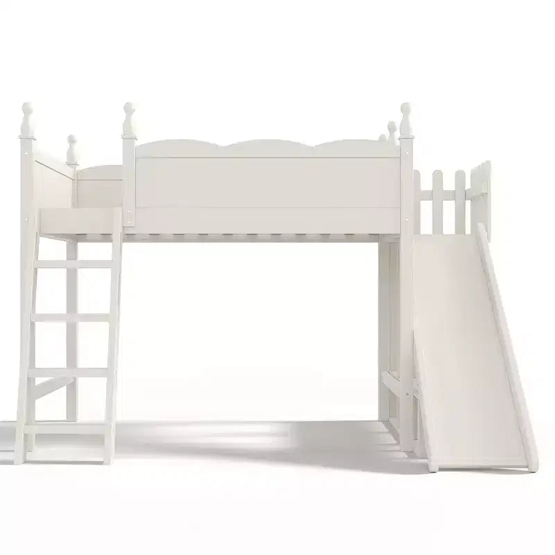Lit mezzanine avec étagères de rangement et armoire, cadre de lit mezzanine en bois massif