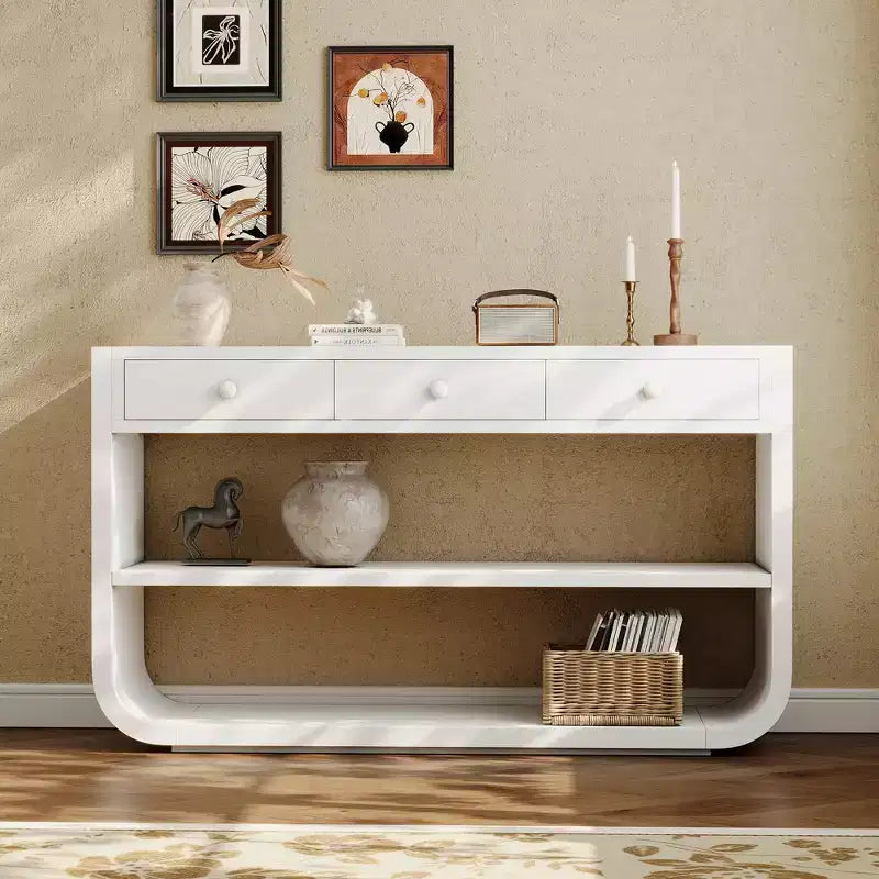 Table console courbée Table d'entrée Table d'appoint de canapé Présentoir