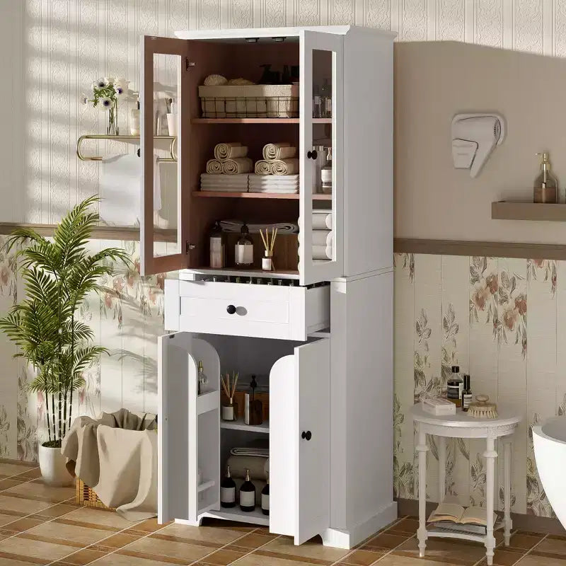 Meuble de rangement de salle de bain avec tiroir et étagères réglables