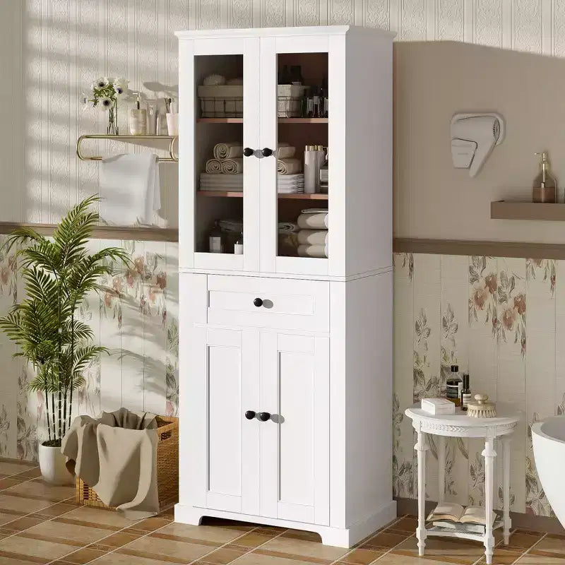 Meuble de rangement de salle de bain avec tiroir et étagères réglables