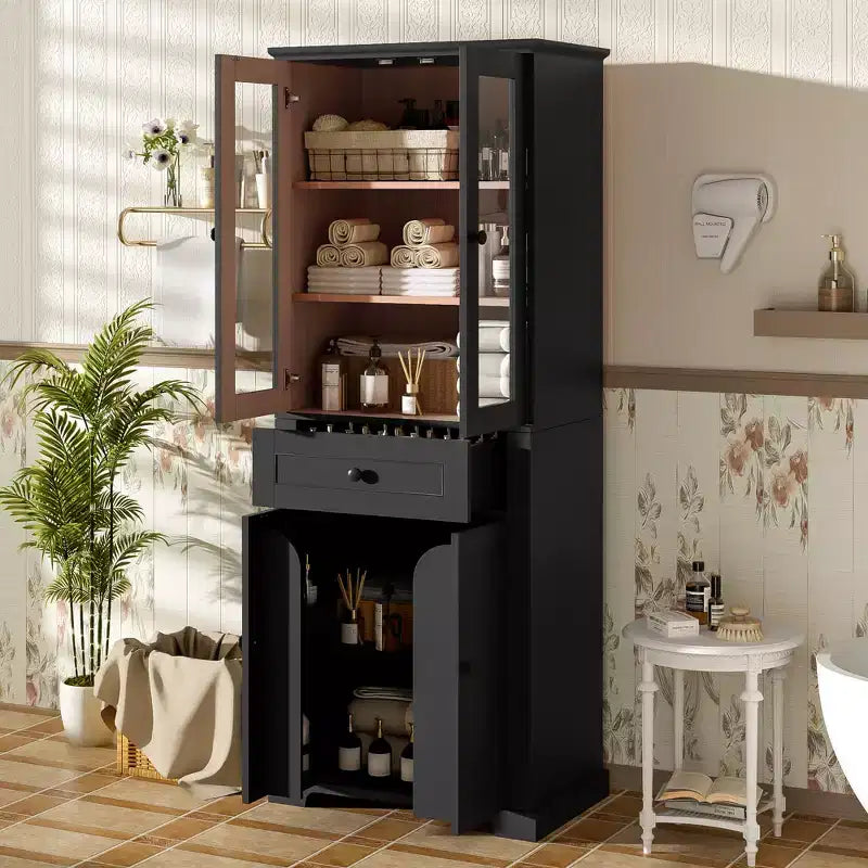 Meuble de rangement de salle de bain avec tiroir et étagères réglables
