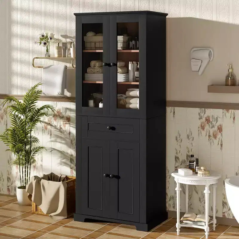 Meuble de rangement de salle de bain avec tiroir et étagères réglables