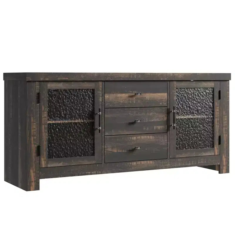 Buffet avec 2 portes vitrées et 3 tiroirs pour salon