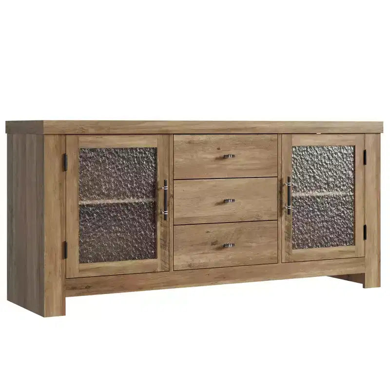 Buffet avec 2 portes vitrées et 3 tiroirs pour salon