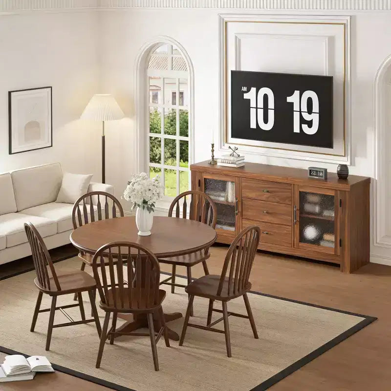 Buffet avec 2 portes vitrées et 3 tiroirs pour salon