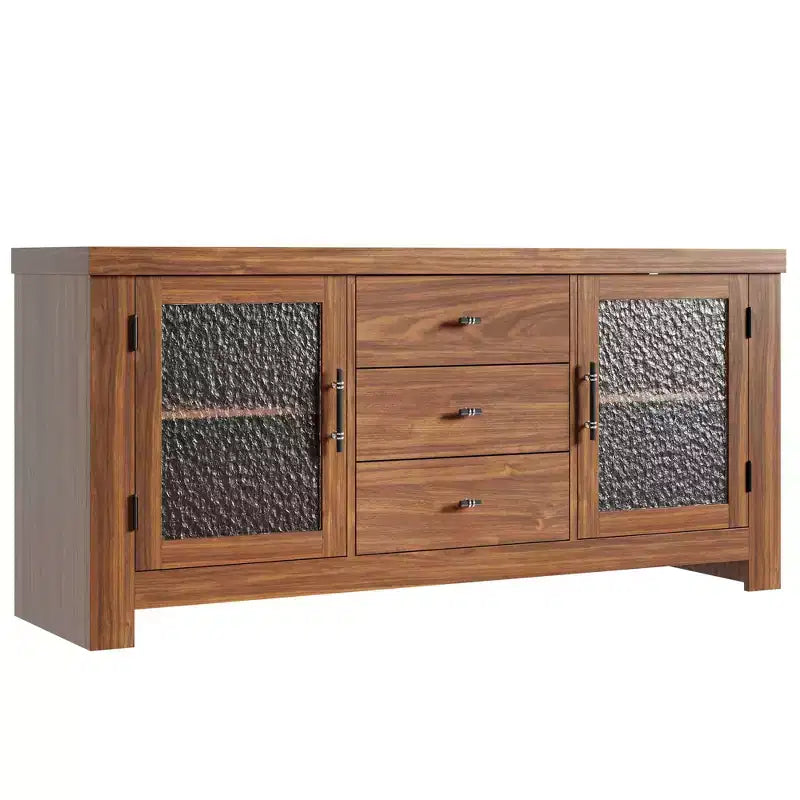 Buffet avec 2 portes vitrées et 3 tiroirs pour salon
